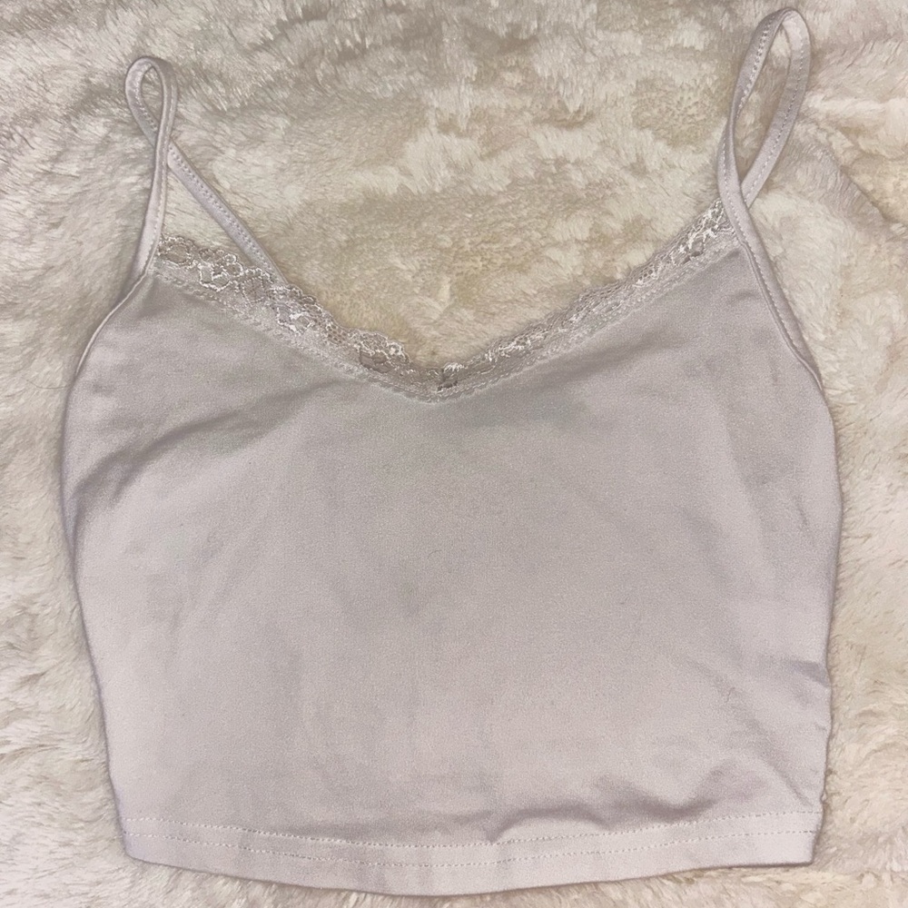 White Lace Trim Cami Top